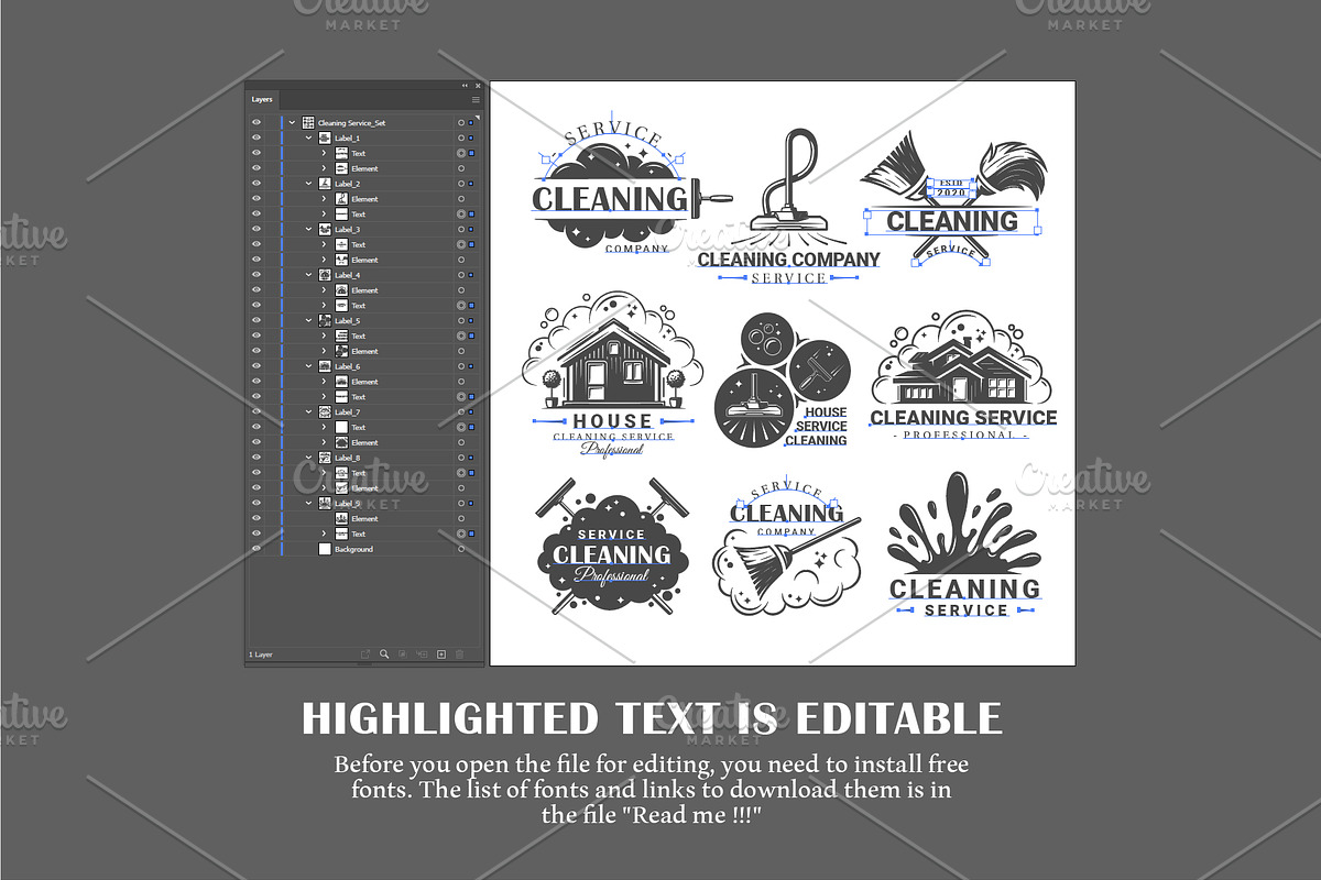 18 Cleaner Service Logos Templates, a Branding & Logo Template by Art Design (Photo 10 of 11)