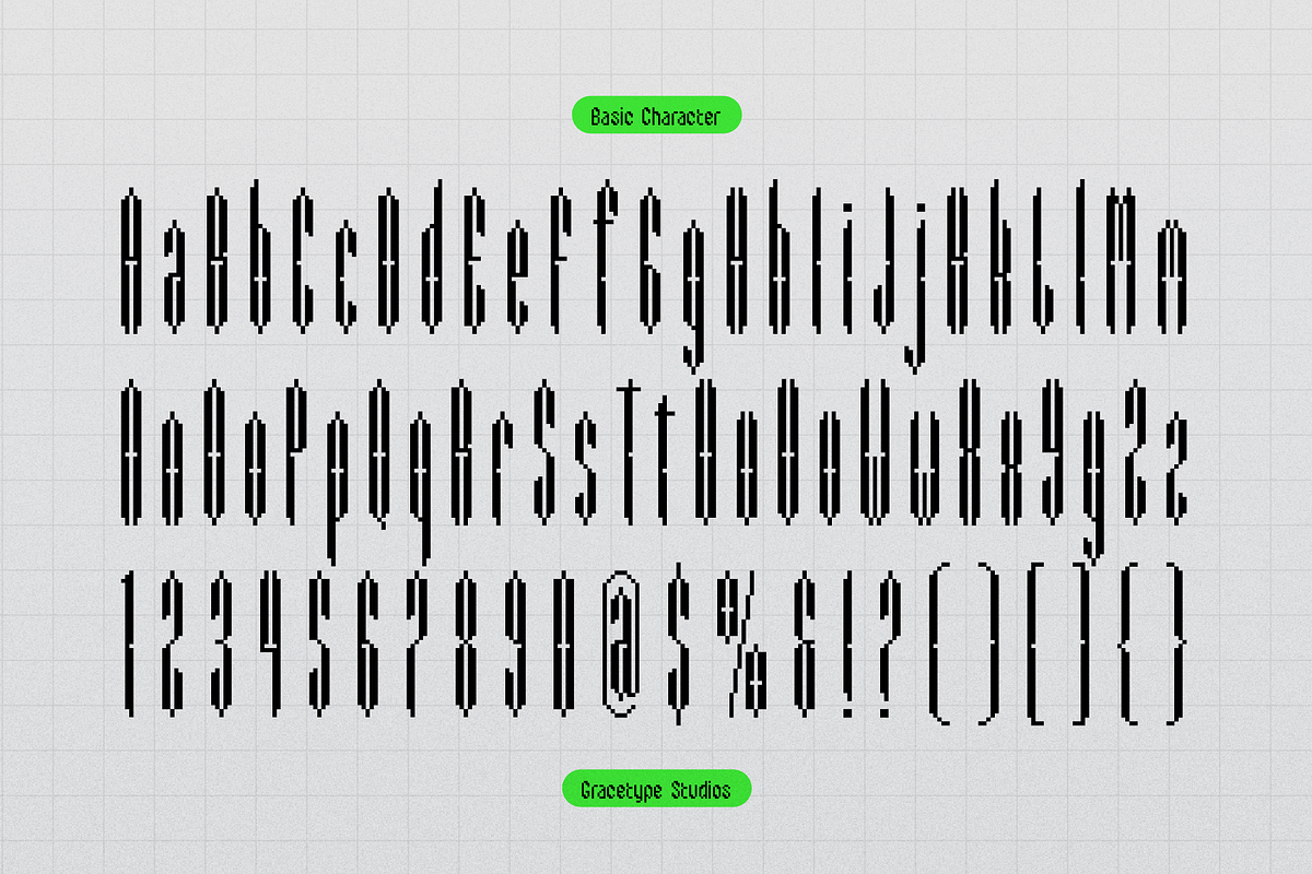 Pixel Condensed Pixelated Condensed, a Handwritten Font by gracetype_studio (Photo 10 of 12)