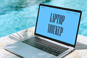 Device Mockup: Laptop by pool, a Mockup by TheMockeryShop (Thumbnail 1 of 2)