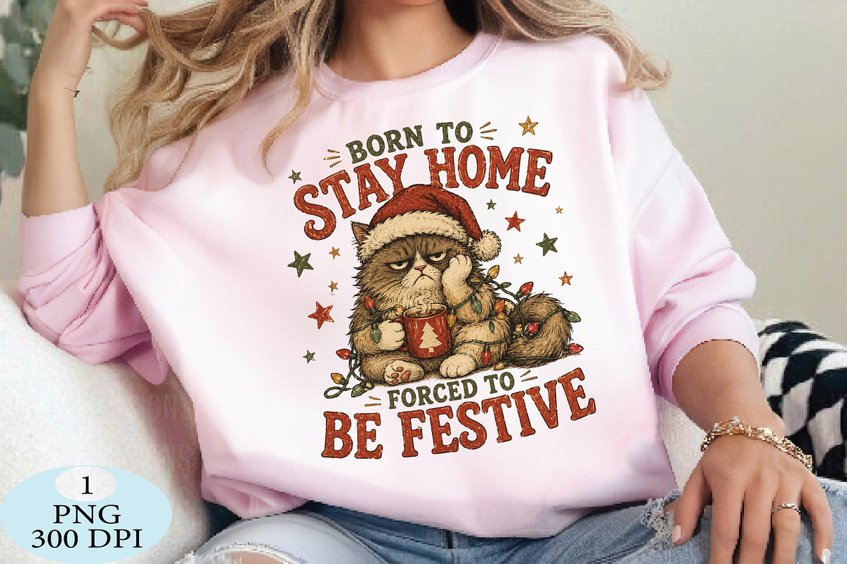 Born To Stay Home Cat PNG, a Seasonal Illustration by Daily.Designs (Photo 3 of 5)
