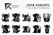 Axolotl Drinking Strawberry Milk, a Solid Icon by Akatype Studio (Thumbnail 1 of 3)