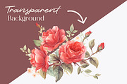 Watercolor Red Roses Clipart, a Decorative Illustration by Primrose Blume (Thumbnail 2 of 4)