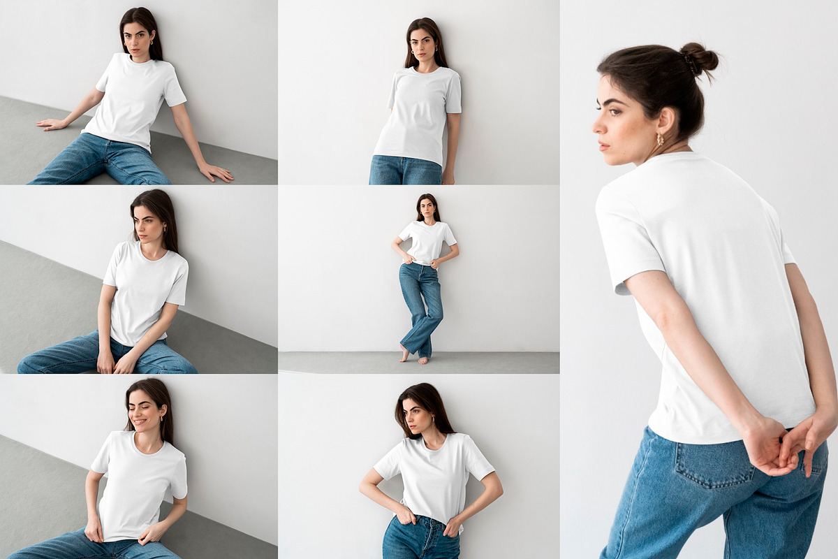 Woman T-Shirt Mockup Bundle, a Shirt Mockup by Moixo studio (Photo 8 of 10)