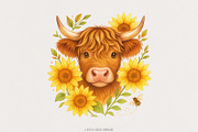 Highland Cow With Sunflowers PNG, an Illustration by SharpMarketplace (Thumbnail 1 of 9)