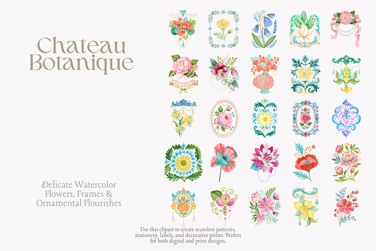 Chateau Botanique Clipart Set, a Decorative Illustration by Patishop Art (Photo 10 of 14)