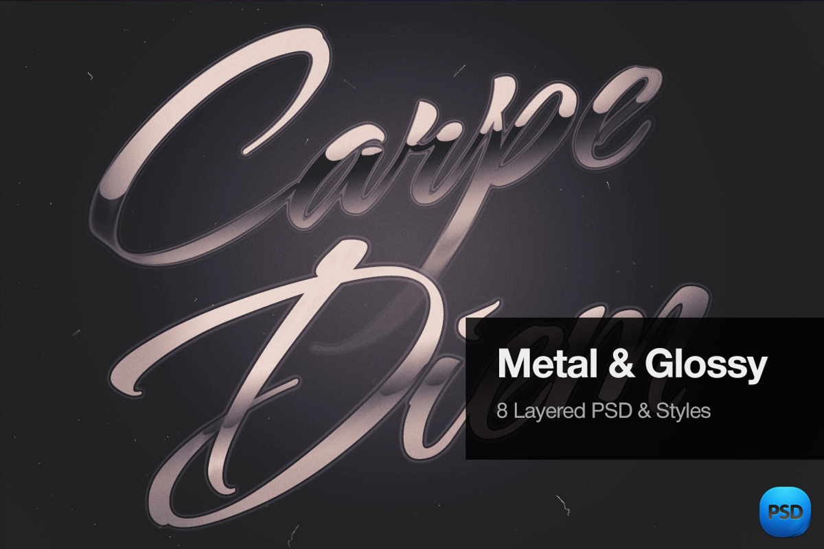 Metal & Glossy Text Effects, a Layer Style Add-On by GothLab (Photo 1 of 3)