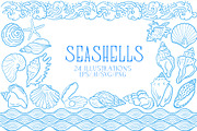 Seashells Lineart, a Seasonal Illustration by Carpet Tapete Pretzel (Thumbnail 1 of 8)