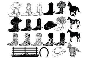 Cowboy Boot Bundle SVG, Western SVG.