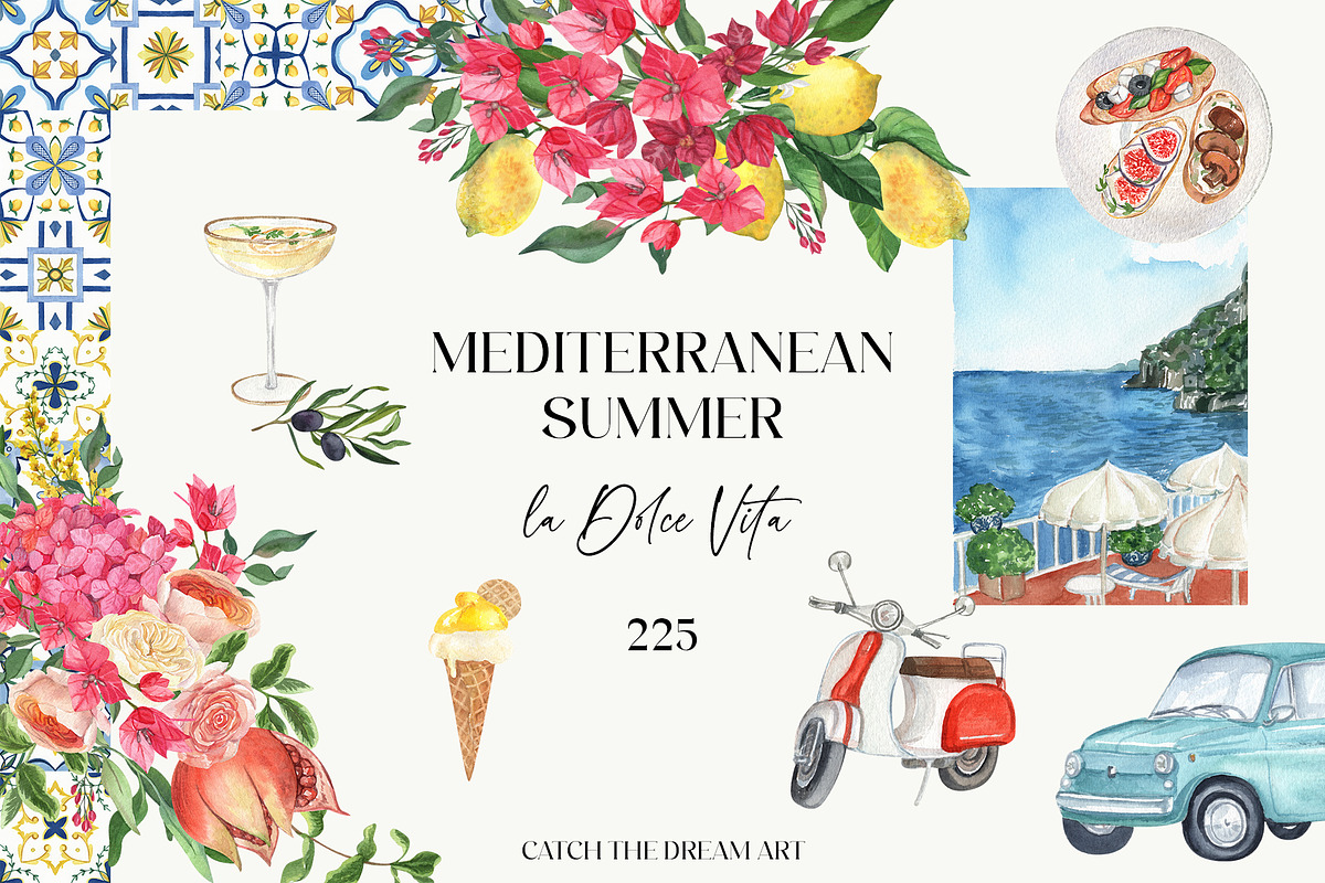 Mediterranean Summer Dolce Vita, a Decorative Illustration by Catch the Dream Art (Photo 1 of 25)