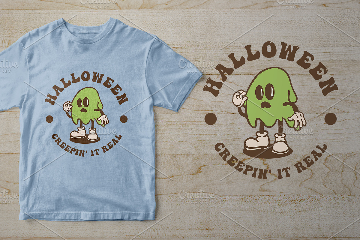 Halloween Slime Cartoon Vintage, an Illustration by vectstudio (Photo 3 of 5)