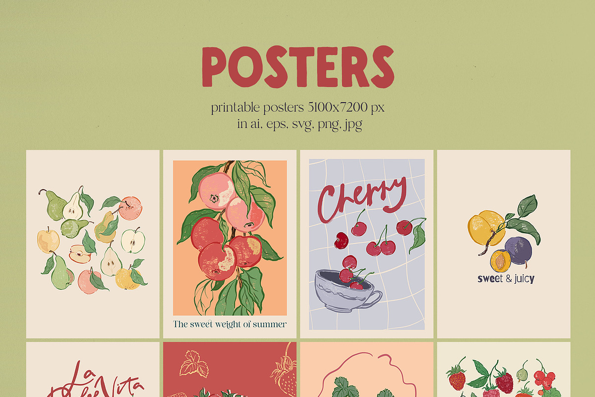 Fruit illustration vector poster, an Object Graphic by Yuliya Derbisheva (Photo 3 of 10)