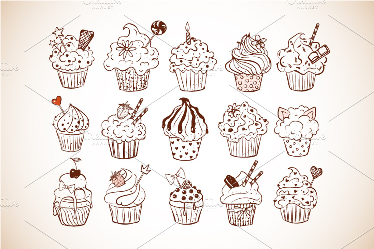 Doodle cupcakes, a Food Illustration by Elina_Li (Photo 4 of 8)