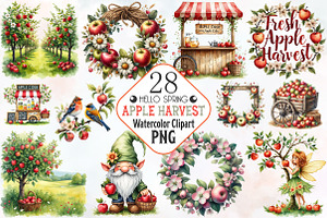 Spring Apple Harvest Clipart, an Illustration by RobertsArt