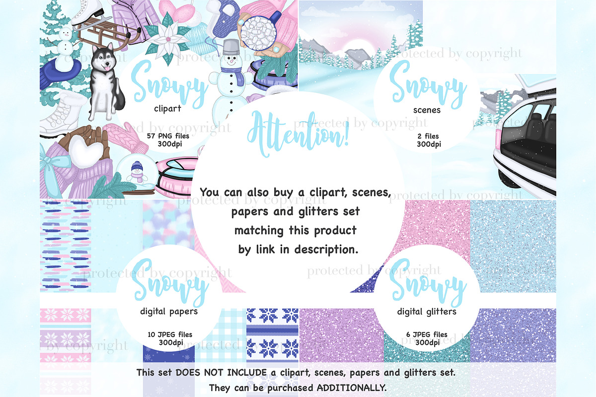 Snowy Girls Clipart, a Seasonal Illustration by GlamArtZhanna (Photo 4 of 4)