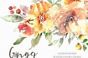 Ginger - Watercolor Flowers Clipart, a Decorative Illustration by MariaScaroniAtelier (Thumbnail 2 of 6)