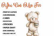 Watercolor Teddy Bear Clipart, a Seasonal Illustration by CreationArt (Thumbnail 5 of 7)