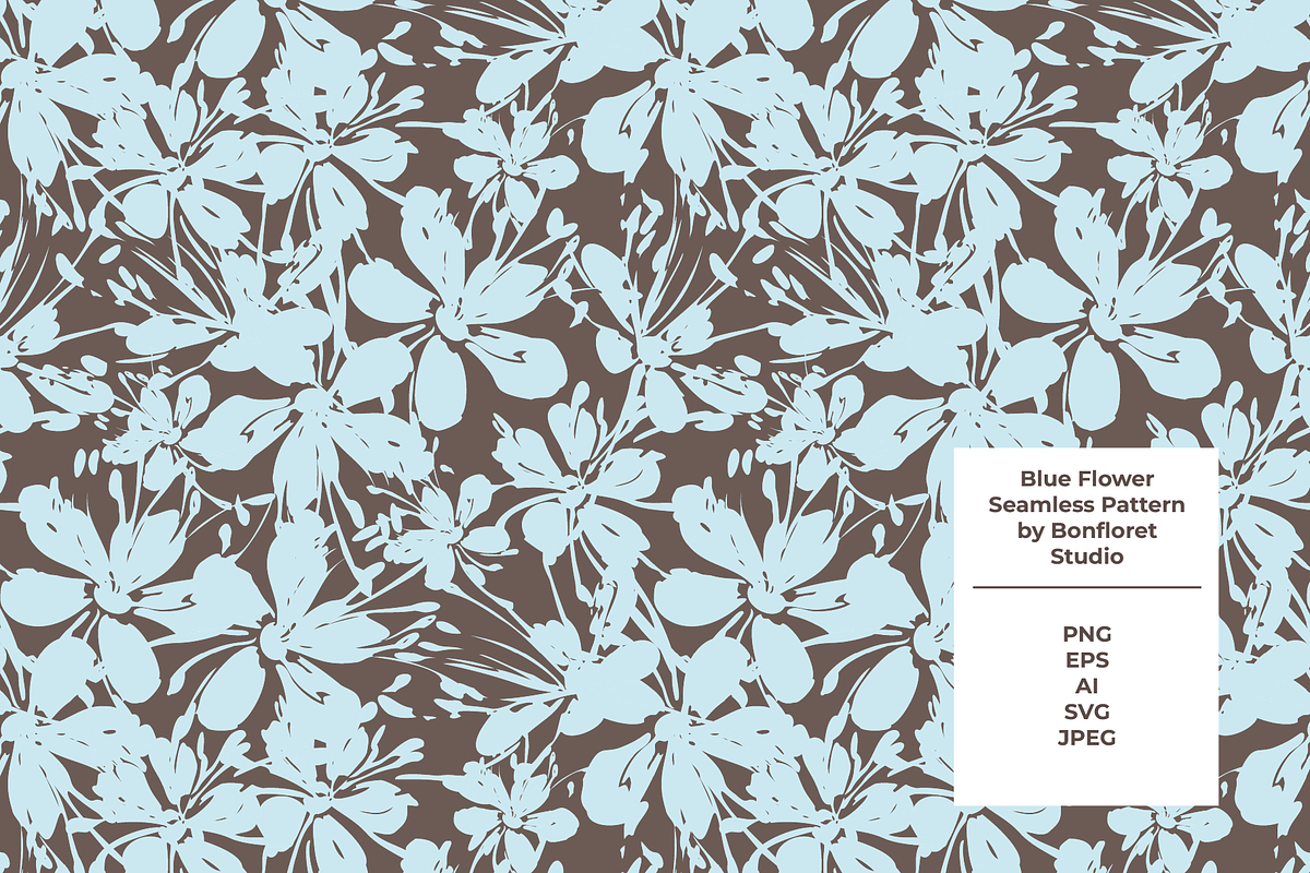 Blue Flower Seamless Pattern, a Pattern Graphic by Bonfloret Studio (Photo 1 of 3)