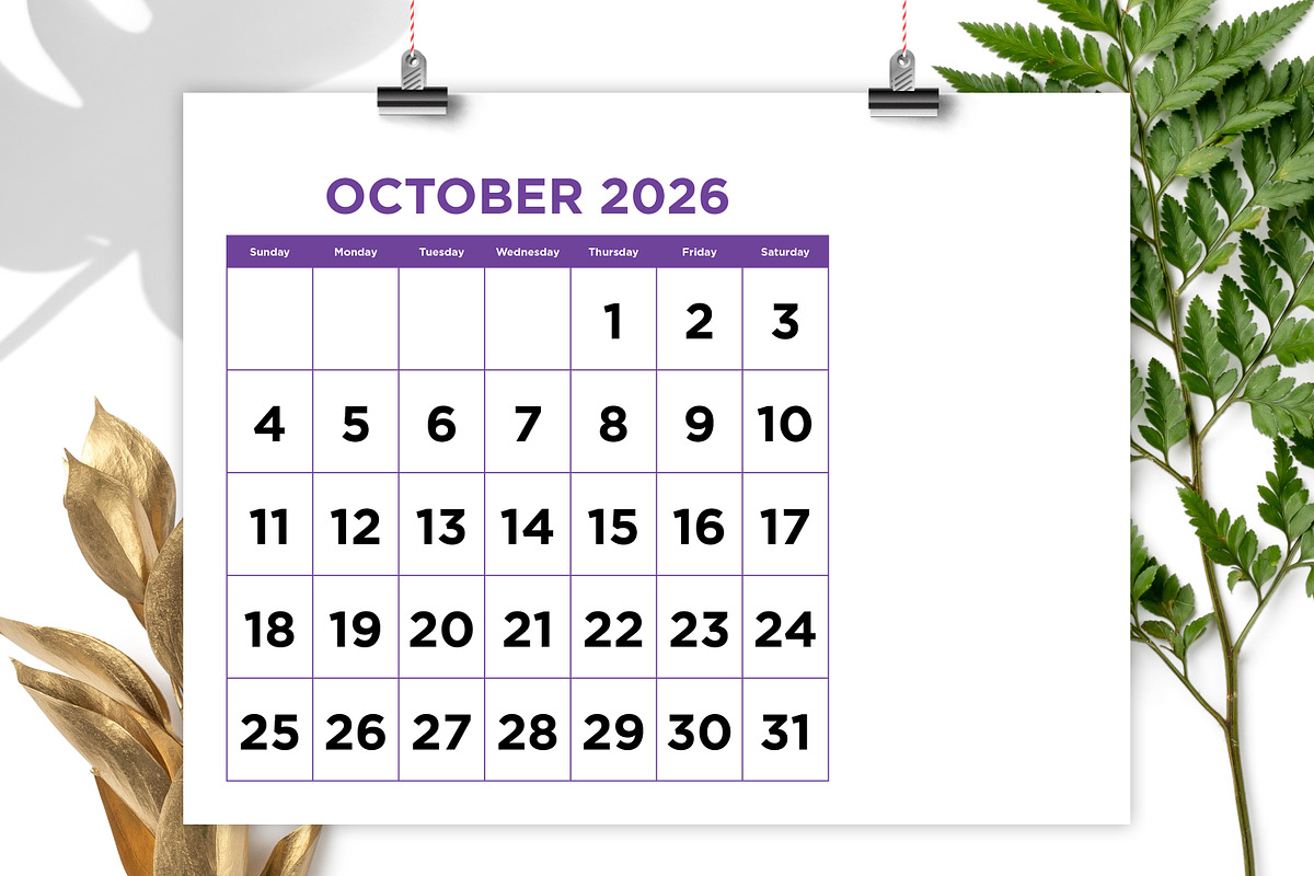 2026 Large No. Color 8.5x11 Calendar, a Stationery Template by Running With Foxes (Photo 6 of 6)