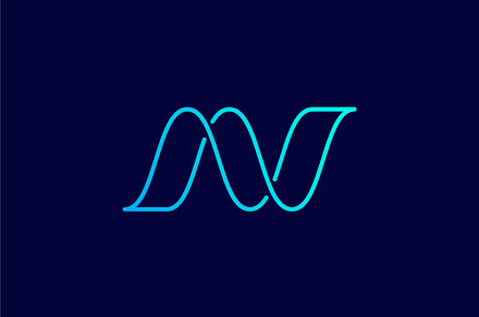 N Letter Logo With Sine Wave Shape, an Outline Icon by sancreastd.