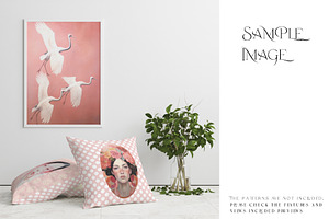 Throw Pillows And Frames Mockup Set