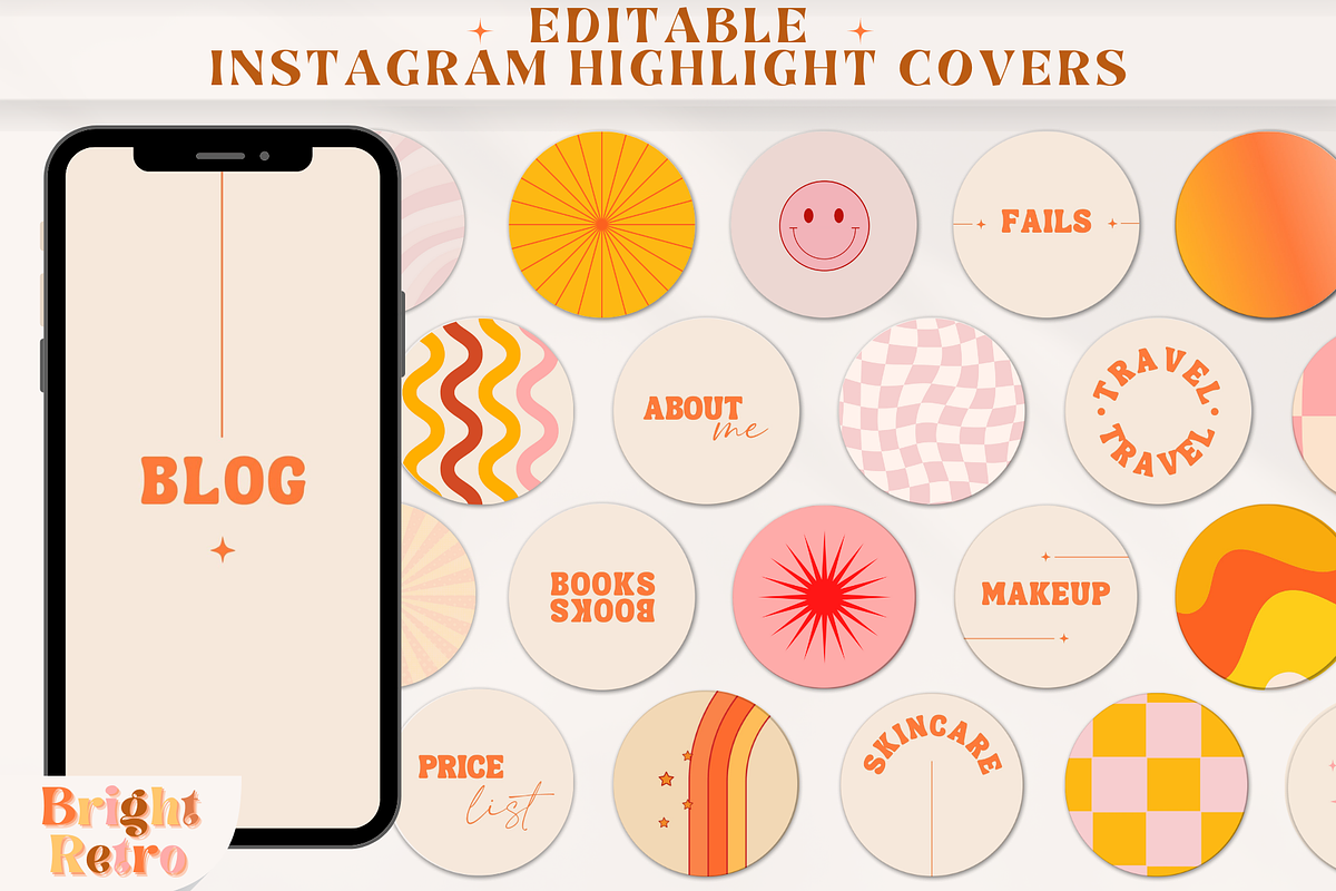 Retro Instagram Highlight Covers, a Social Media Template by Boltik Studio (Photo 1 of 11)