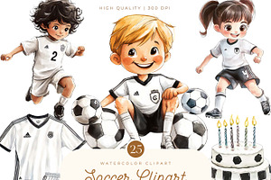 Watercolor Soccer Clipart Bundle, a Sport Illustration by SparkyDesignsUS