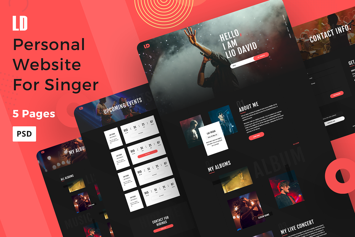 Personal Website for Singer, a Landing Page Template by Sujun Baidyaa (Photo 1 of 6)