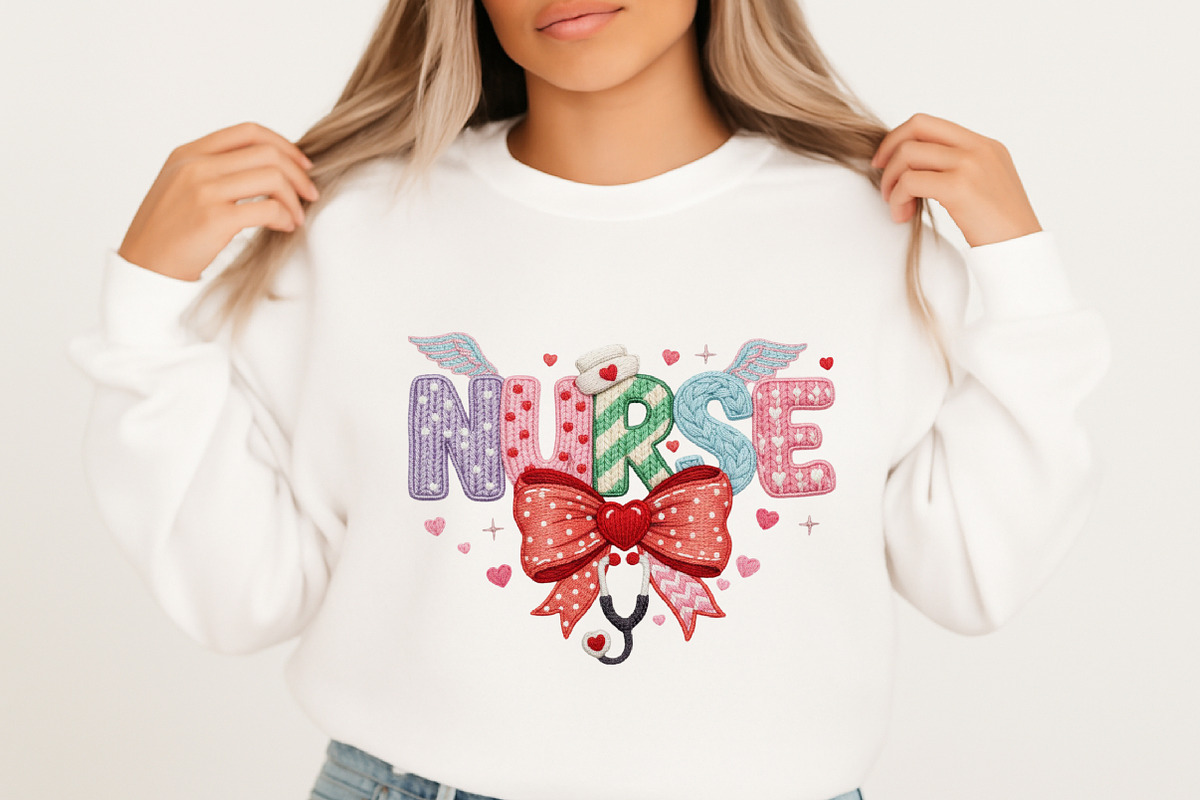 Faux Yarn Valentines Day Nurse Bow, an Illustration by designcity5 (Photo 8 of 9)