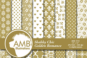 Gold Wedding Digital Papers AMB-1018