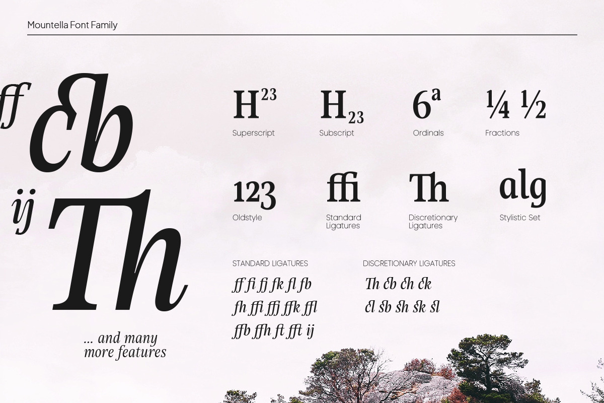 Mountella - 18 Serif Font Family, a Serif Font by Kereatype (Photo 3 of 15)