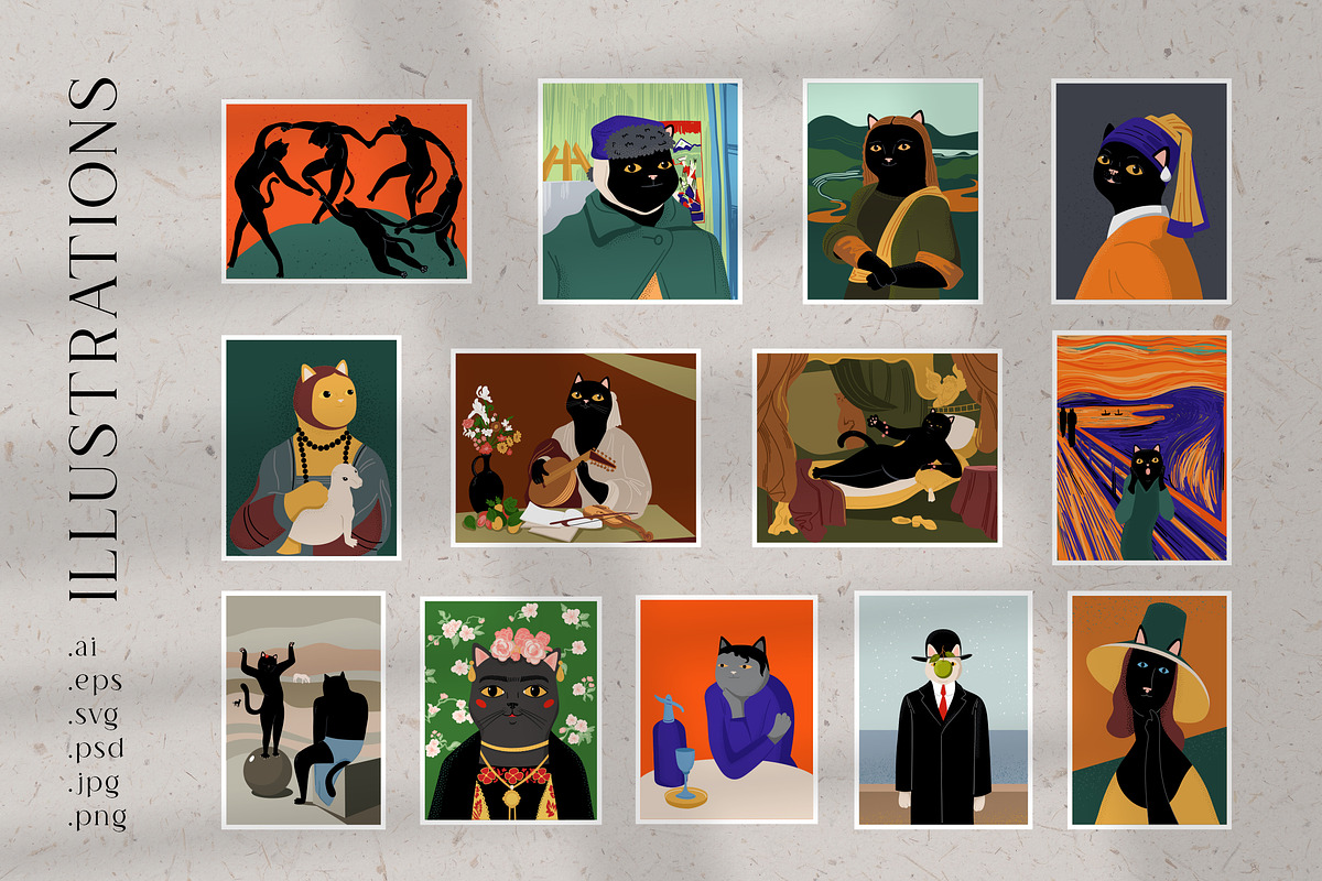 Cats Gallery Collection, an Animal Illustration by helenreveur (Photo 2 of 10)