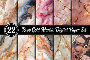 Rose Gold Marble Digital Paper, a Texture Illustration by RobertsArt