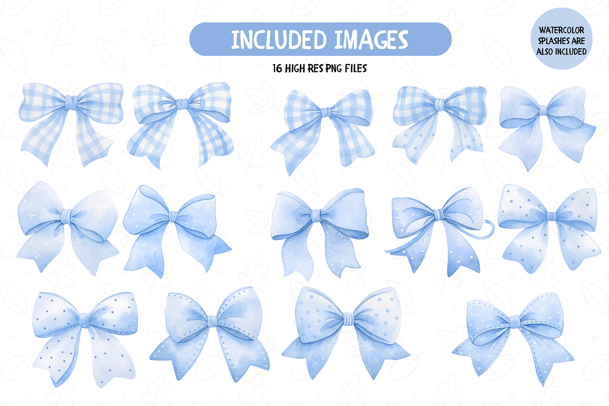 Watercolor Blue Bows PNG Bundle, an Illustration by TatiMockup (Photo 2 of 3)