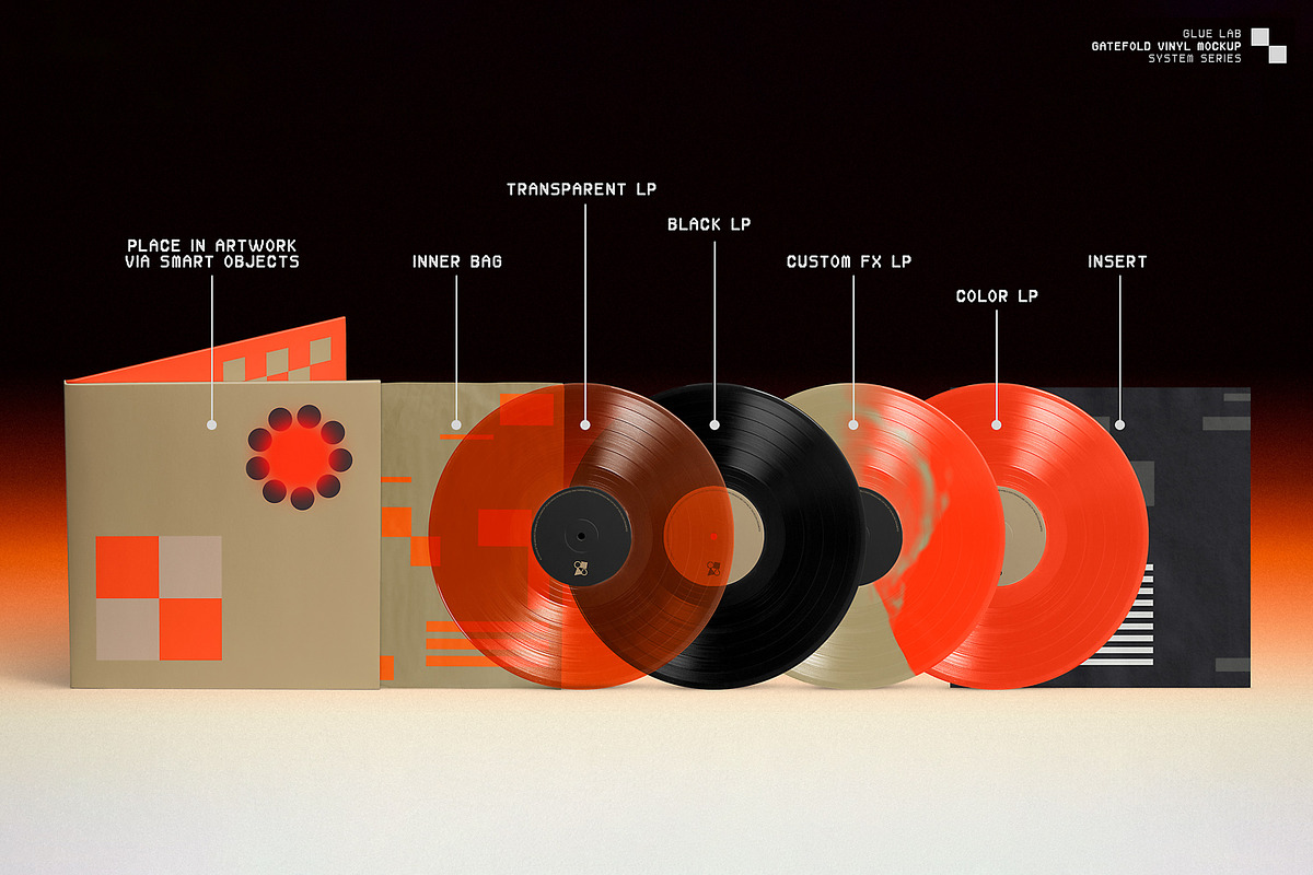 Gatefold Vinyl Mockup Pack, a Packaging Mockup by Glue Lab (Photo 2 of 8)
