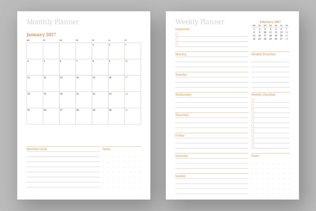 2027 Planner Template (P047-27-M), a Stationery Template by mikhailmorosin (Photo 3 of 10)