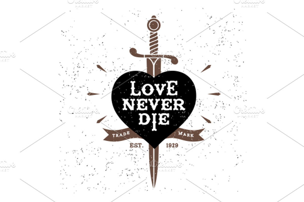 Vintage Label Love Never Die, an Illustration by Ezepov (Photo 2 of 2)