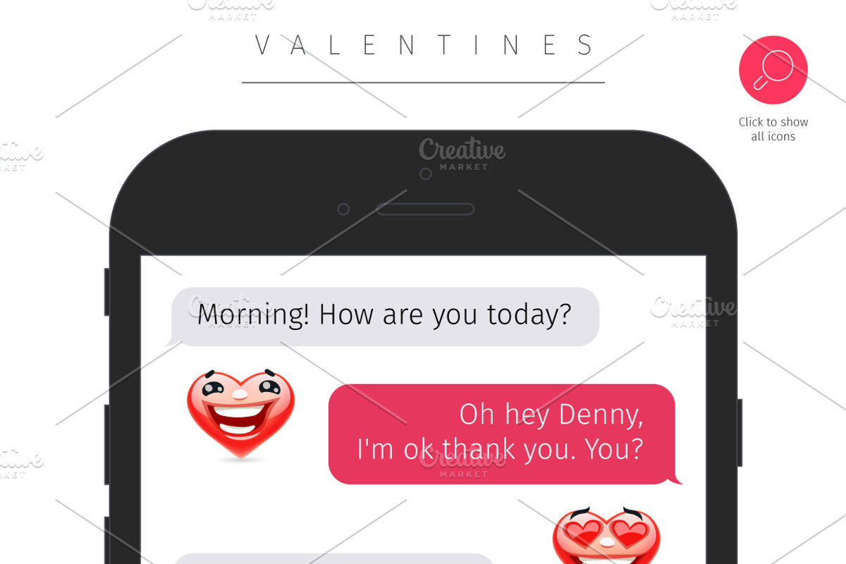 Valentine Heart Emoticons Collection preview 2
