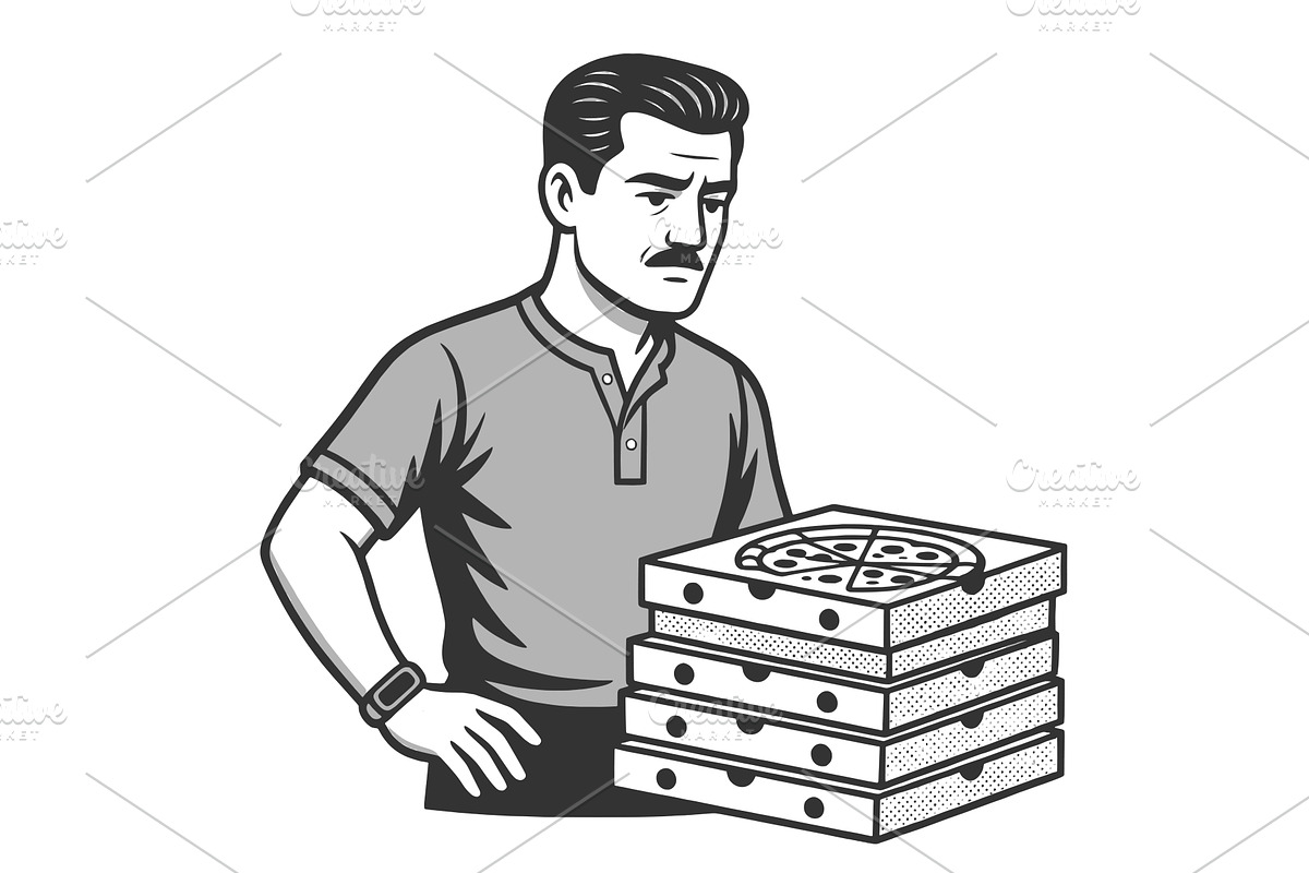 Disappointed Man Looking at Stack of, a Person Illustration by AlexArt