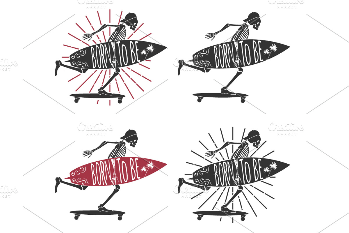Skeleton Surfer, a Person Illustration by Vector Market (Photo 3 of 6)