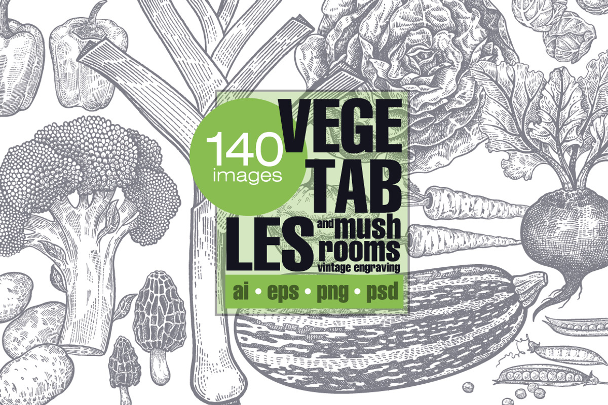 Vegetables and mushrooms., a Food Illustration by MarinaVorontsova (Photo 1 of 10)