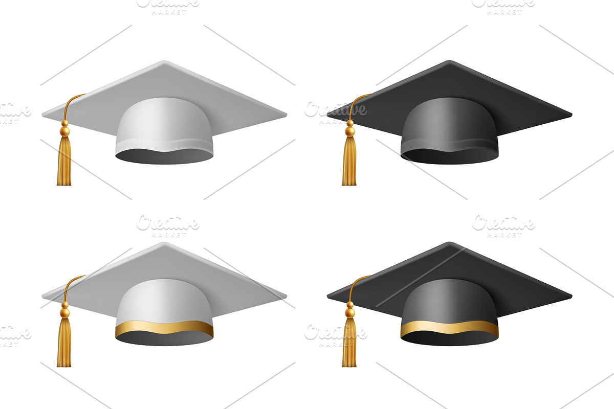 Graduation Cap, Vector Set., an Object Graphic by Gomolach (Photo 1 of 5)