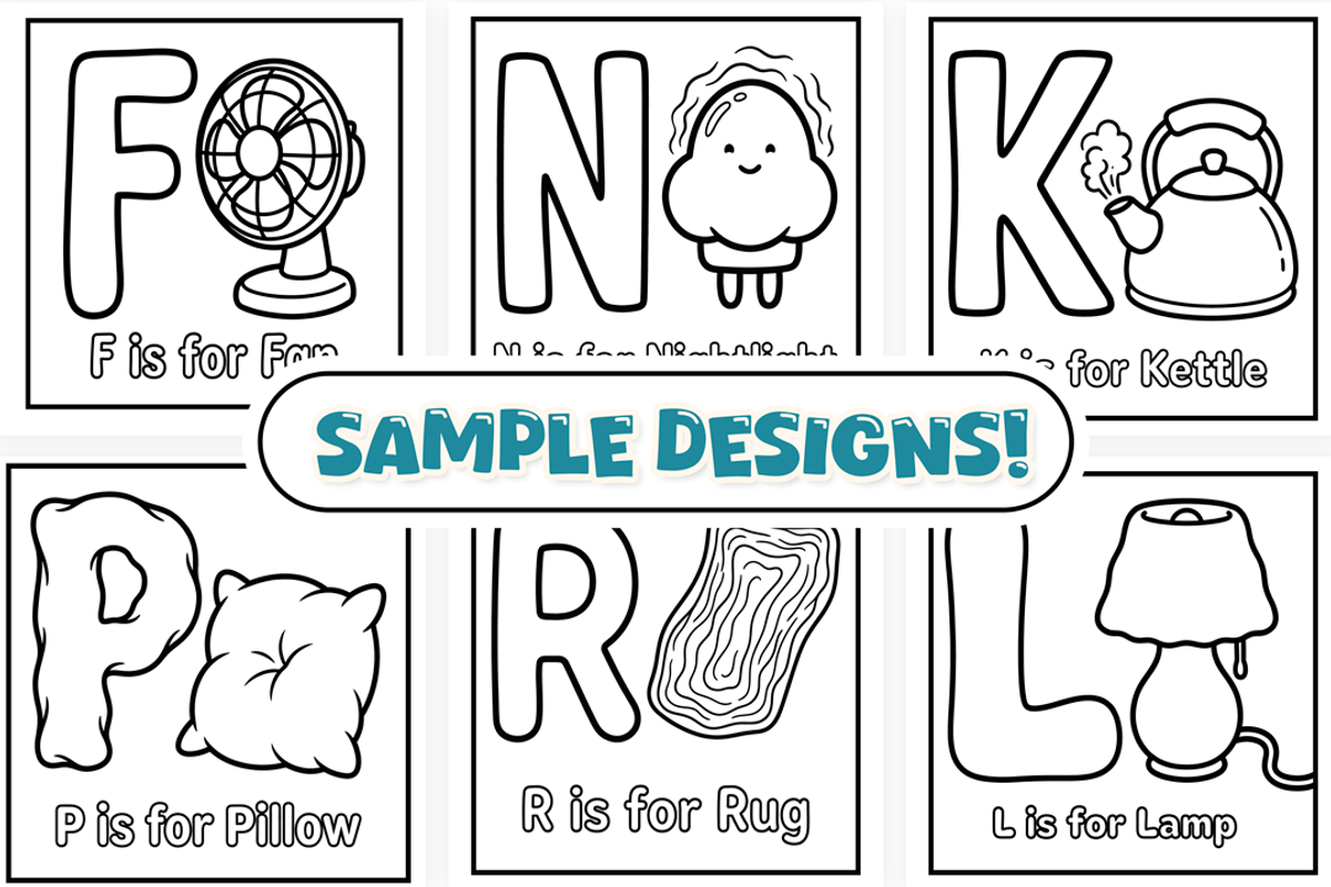 Happy Home ABC Coloring Book, an Education Illustration by Craftsbeefy (Photo 2 of 4)