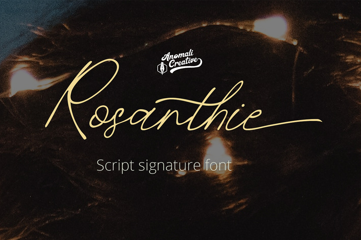 Rosanthie Signature Script Font, a Script Font by Anomali Creatype (Photo 1 of 12)