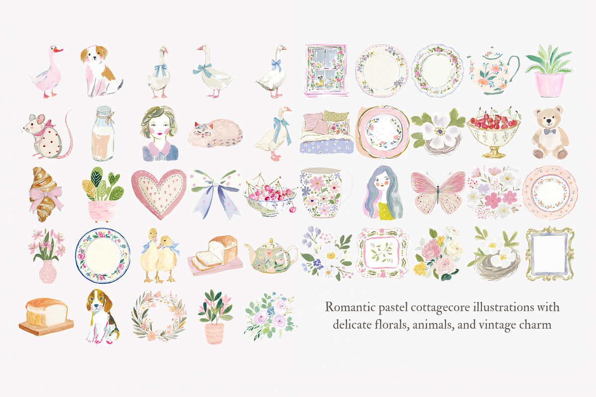 Coquette cottage clipart set, a Decorative Illustration by Patishop Art (Photo 9 of 9)