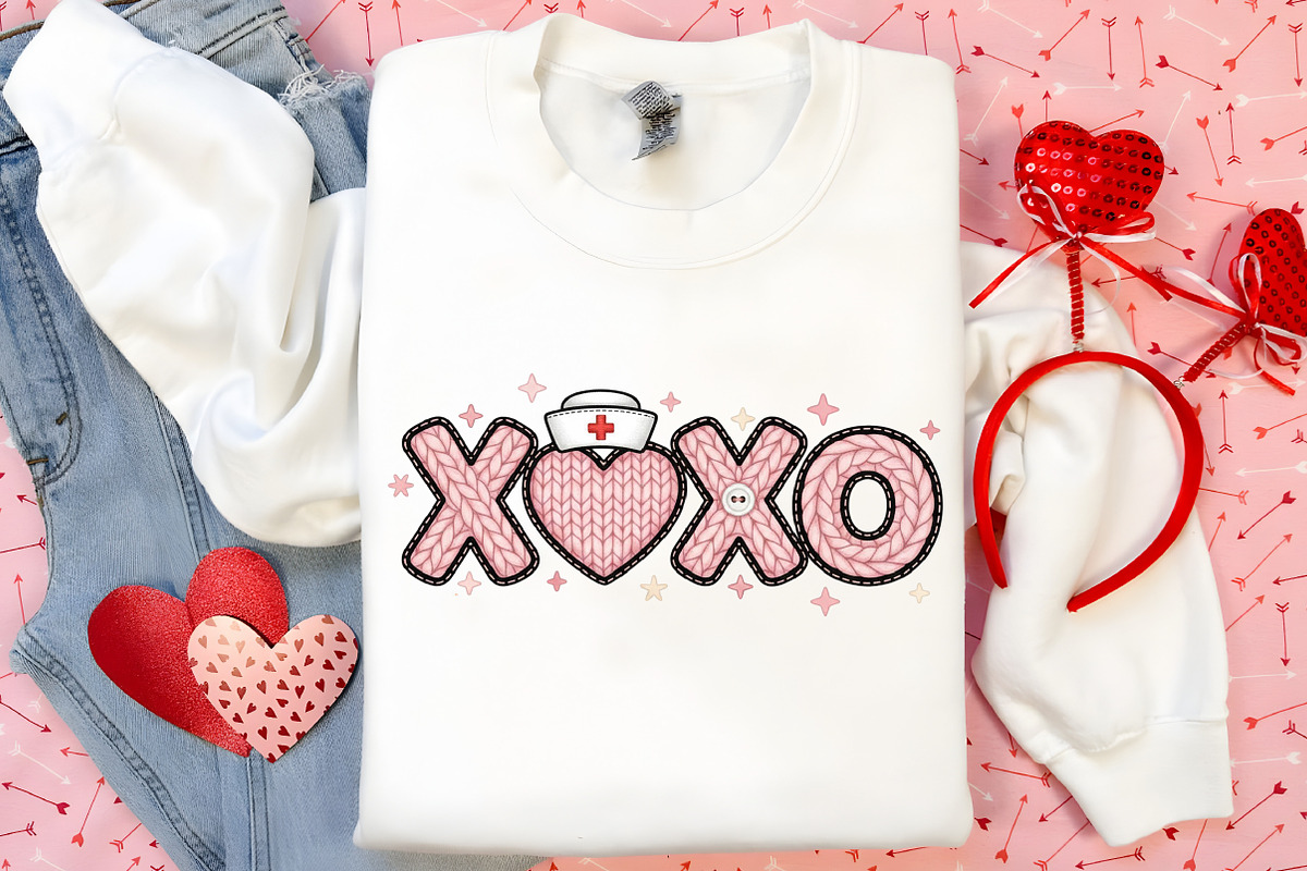 Faux Yarn Xoxo Valentine Nurse PNG, an Illustration by Canvas Craft (Photo 7 of 7)