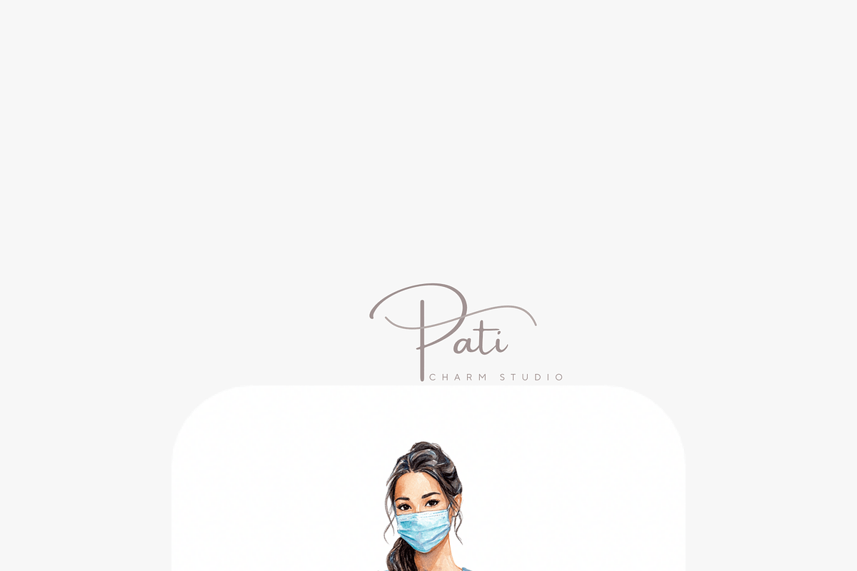 11 Nurse Clipart, a Decorative Illustration by Pati Charm Studio (Photo 6 of 8)