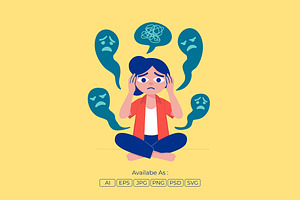 Mental Stress and Overthinking, a Person Illustration by Partikusi Design