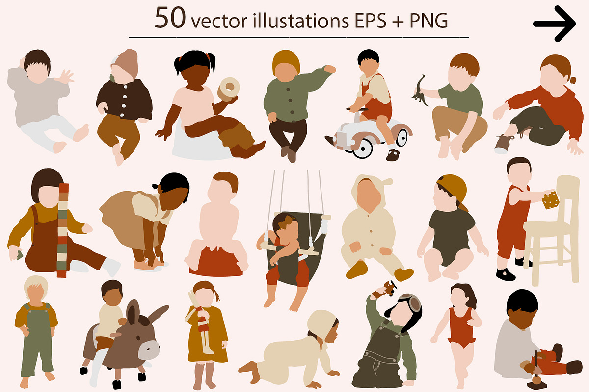 Abstract Kids Collection, a Person Illustration by ApetekMarket (Photo 2 of 9)