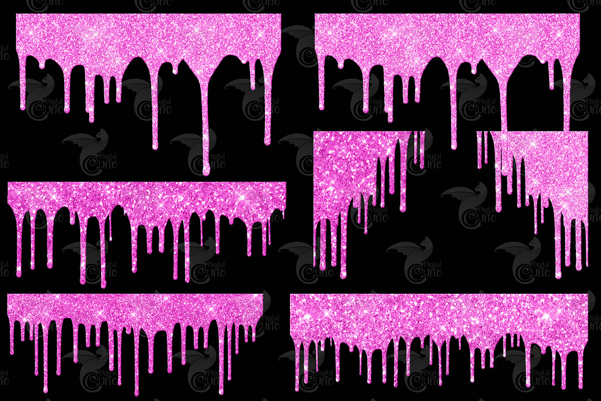Hot Pink Glitter Drips Overlays, an Illustration by Digital Curio (Photo 2 of 3)