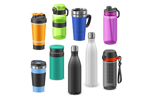 Realistic sport bottles. 3d fitness, a Food Illustration by Stock-Smart-Start